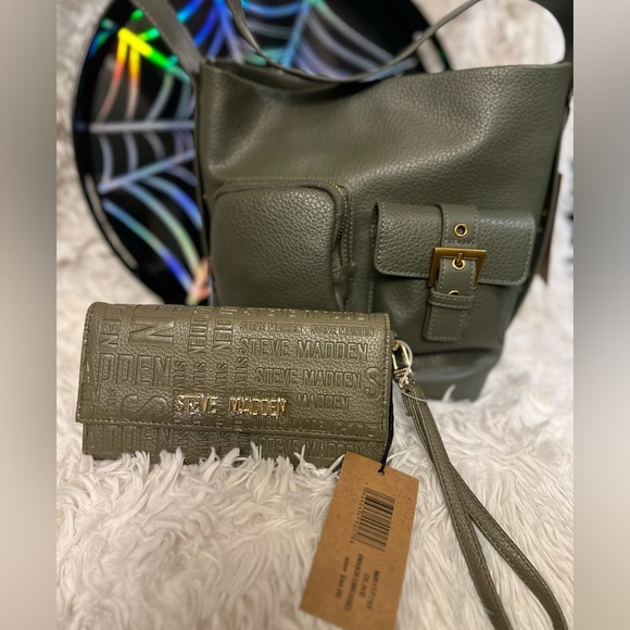 💚💚NWT-STEVE MADDEN OLIVE GREEN SHOULDER BAG AND WALLET💚💚 - Picture 17 of 17